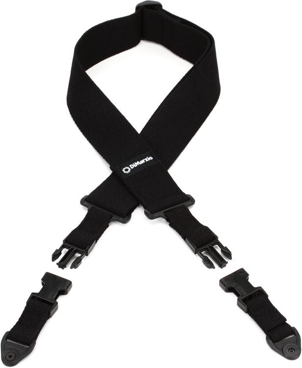 DiMarzio DD2200C Cotton ClipLock Guitar Strap Black Sweetwater