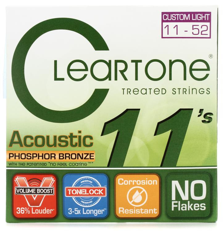 7411年Cleartone EMP磷青铜- .011原声吉他字符串。052年自定义光图象1