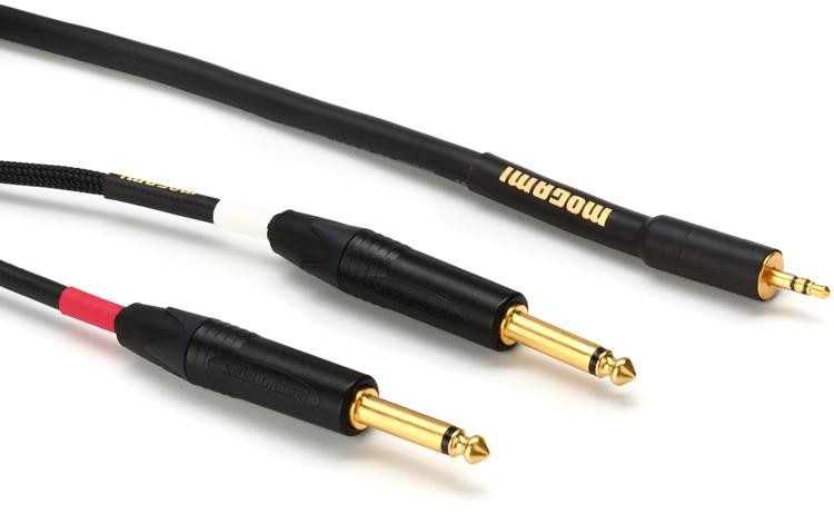 20 Foot Gold Contacts 3.5mm TRS Plug to Dual RCA Plugs Mogami GOLD 3.5-2RCA-20 Stereo Audio Y-Adapter Cable Straight Connectors 