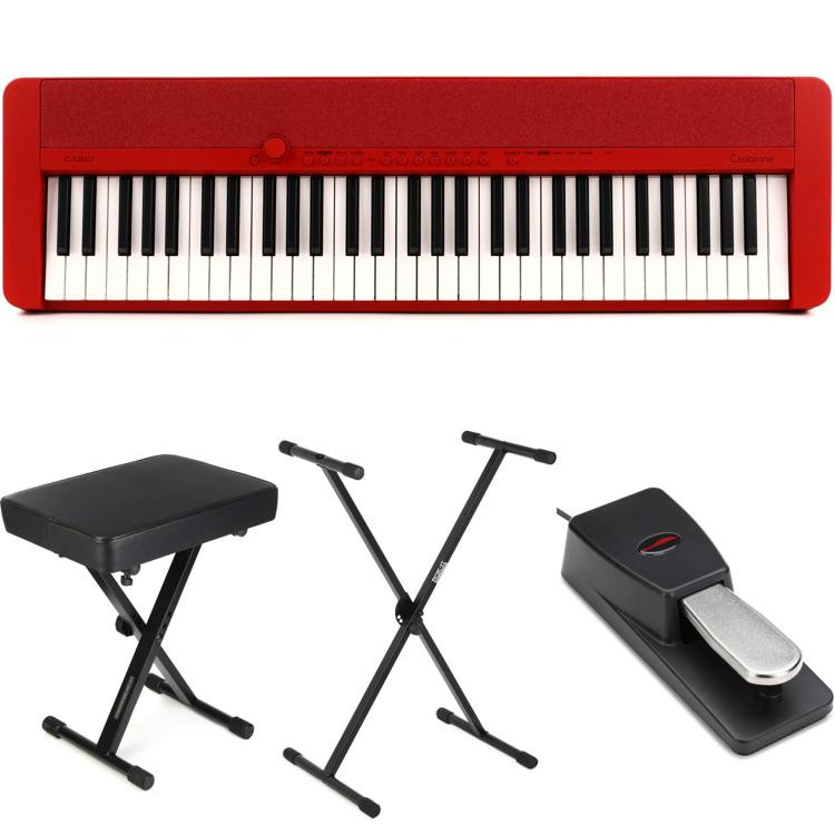 Casio CTS1 61key Portable Keyboard Essentials Bundle Red Sweetwater