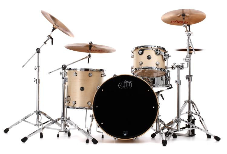 DW Performance Series 3piece Shell Pack with 24" Bass Drum Natural Satin Oil Sweetwater
