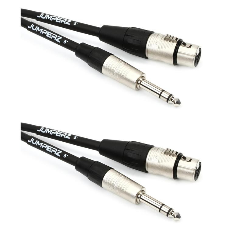 JUMPERZ JBTRSXF5 Blue Line Patch Cable (2Pack) XLR Female to TRS