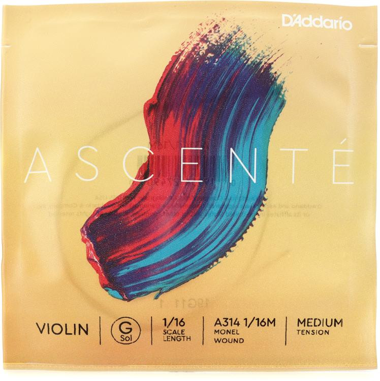 D'Addario A314 Ascente Violin G String 1/16 Size, Medium Tension