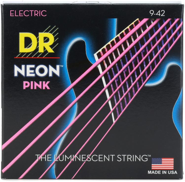 DR Strings NPE9 HiDef Neon Pink K3 Coated Electric Guitar Strings .009.042 Light Sweetwater
