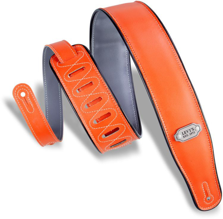 Levy's M26VP Reversible Vinyl Guitar Strap Orange/Gray Sweetwater