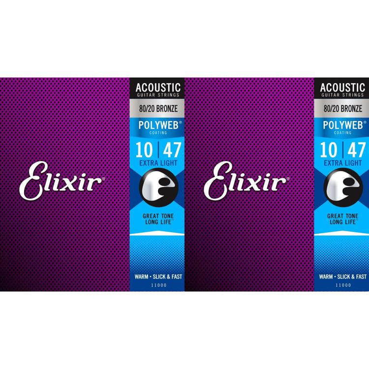 Elixir Strings 11000 Polyweb 80/20 Bronze Acoustic Guitar Strings