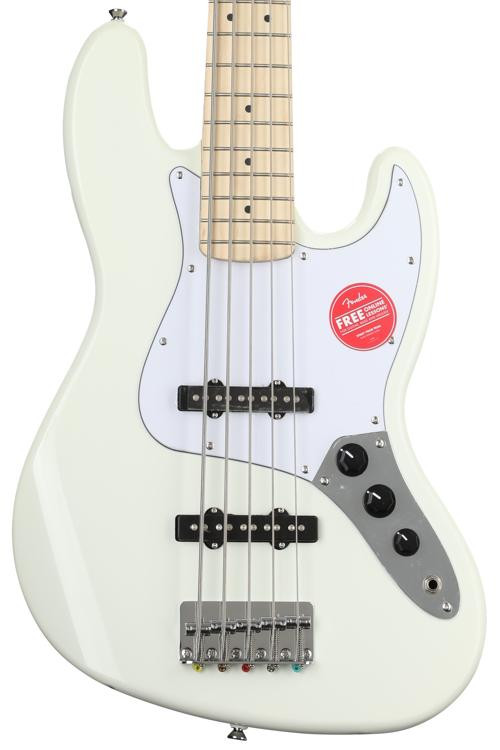Squier Affinity Series Jazz Bass V - Olympic White with Maple