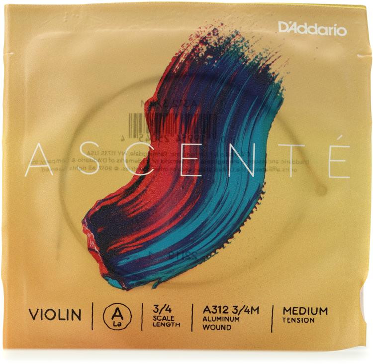 D'Addario A312 Ascente Violin A String 3/4 Size, Medium Tension