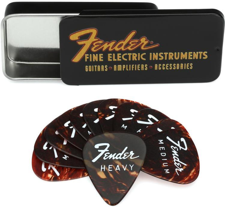 Fender Fine Electric Guitar Pick Tin Assorted Gauge Sweetwater