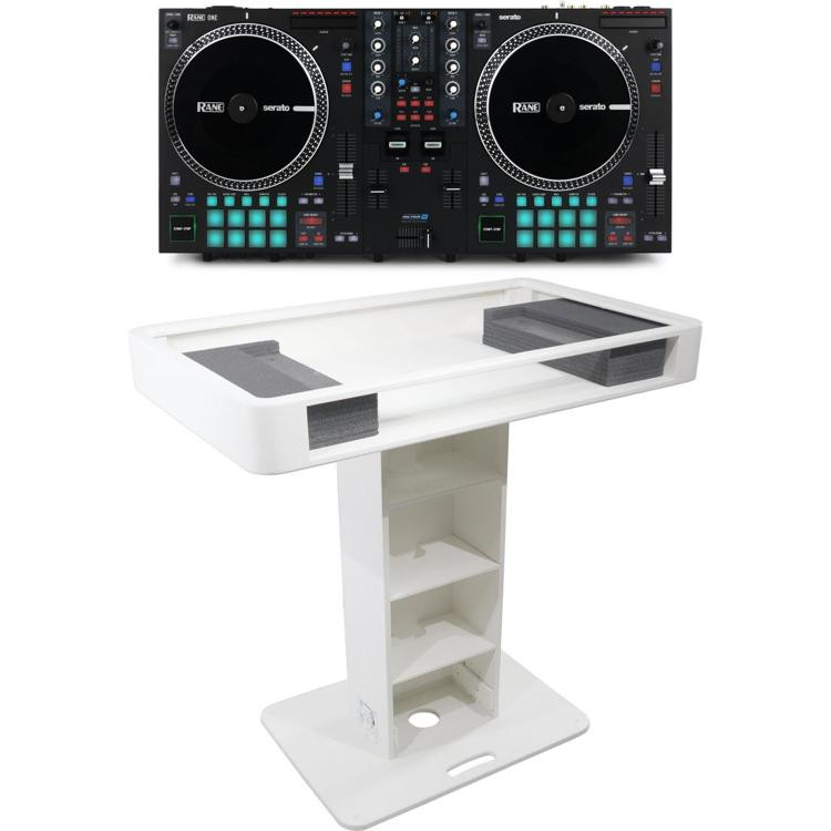 Rane One 2channel Motorized DJ Controller and ProX White DJ Podium