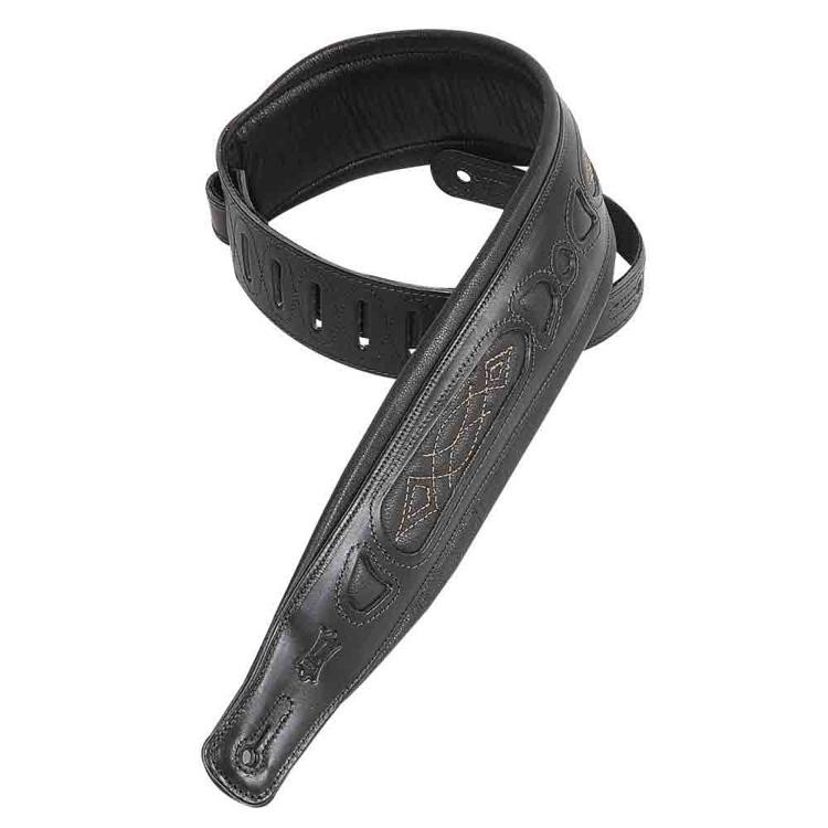Levy's PM31 VegTan Leather Guitar Strap XL Black Sweetwater
