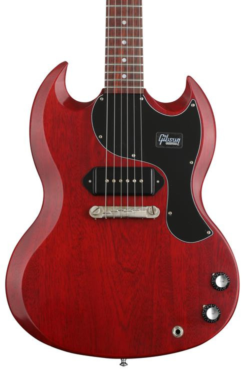 Gibson Custom 1963 Sg Junior Reissue Lightning Bar Vos - Cherry Red 