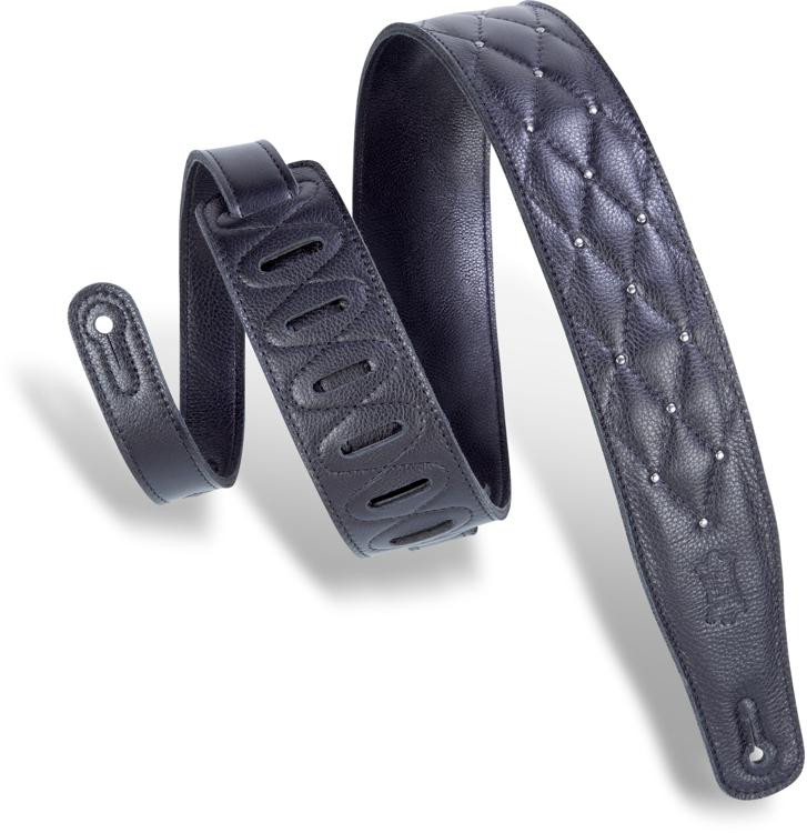 Levy's MG26DS Garment Leather Guitar Strap Black/Silver Sweetwater