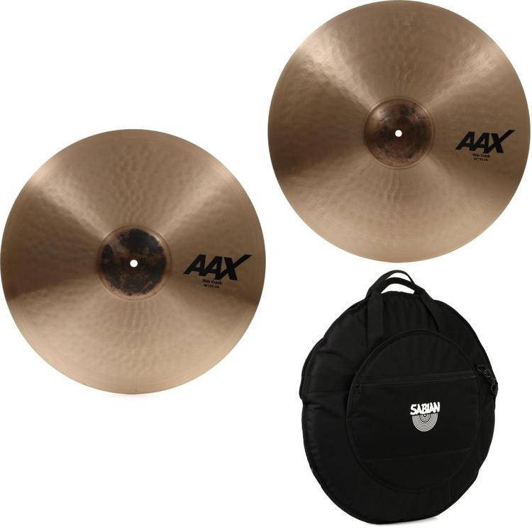 Sabian AAX Thin Crash Cymbals 18" & 20" Crashes, with Free Cymbal Bag