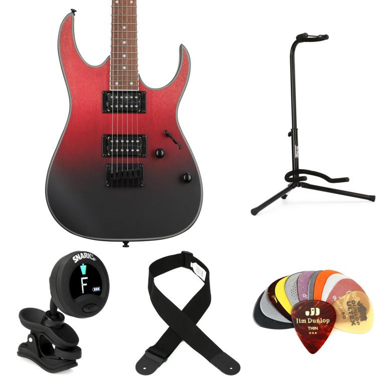 Ibanez Standard RG421EX Electric Guitar Essentials Bundle Transparent Crimson Fade Matte