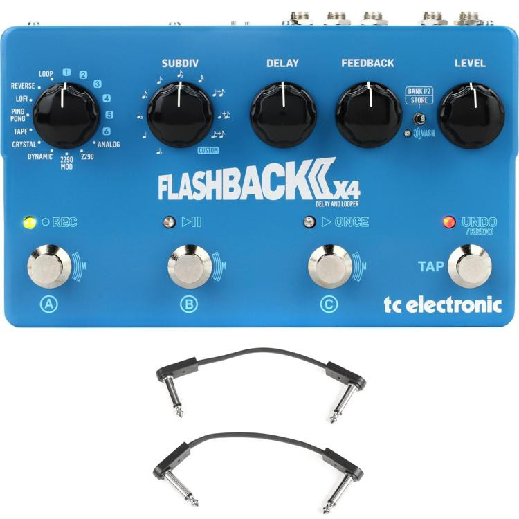 TC Electronic Flashback 2 X4 Delay and Looper Pedal with 3 Patch Cables