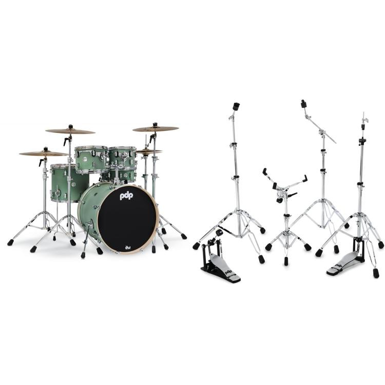 Pdp Concept Maple 5 Piece Shell Pack And Hardware Bundle Satin Seafoam Sweetwater 7210