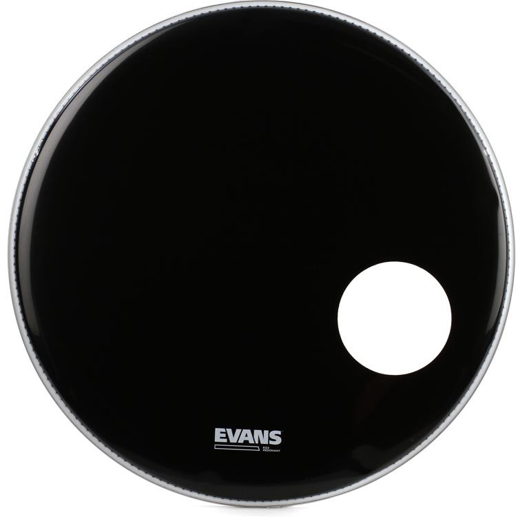 Evans EQ3 Black Resonant Bass Drum Head 22" With Port Sweetwater