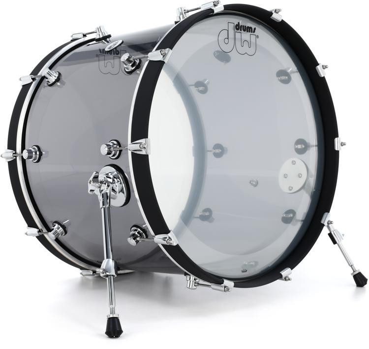 DW Design Series Acrylic Bass Drum 16 x 22inch Smoke Glass Sweetwater