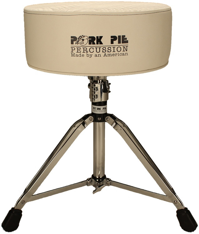 Pork Pie Percussion Round Drum Throne White sides with White Swirl