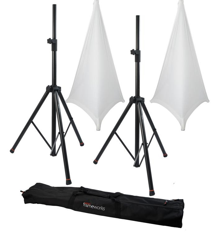 Gator Frameworks 3000 Speaker Stand, Bag and Cover Package White