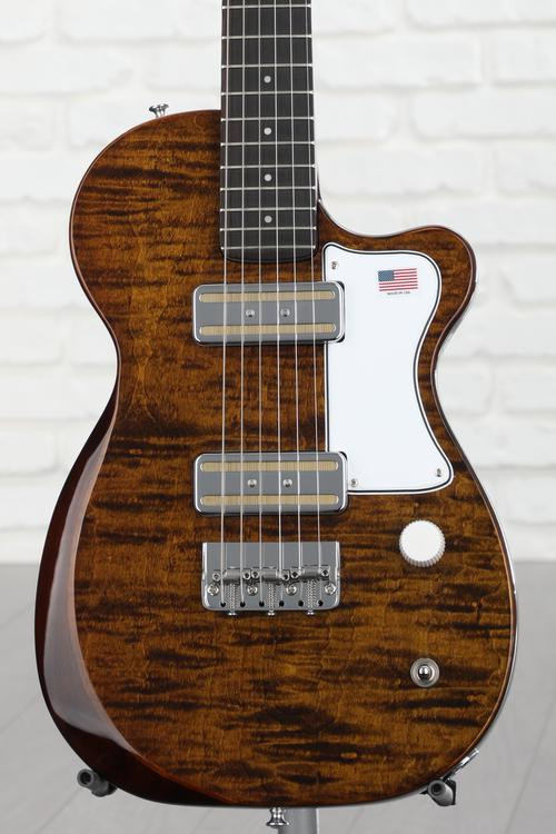 Harmony Juno Flame Maple Electric Guitar Transparent Brown Sweetwater