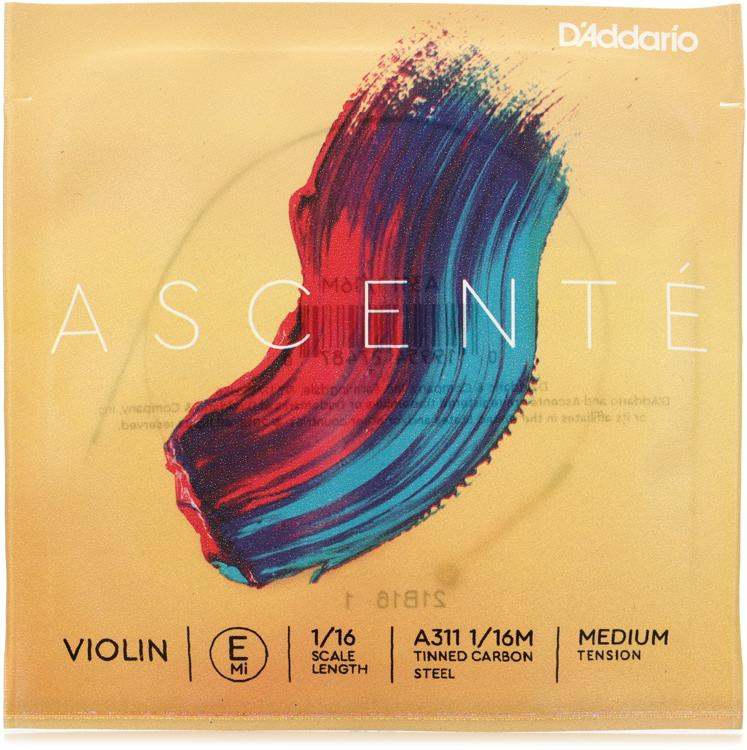 D'Addario A311 Ascente Violin E String 1/16 Size, Medium Tension