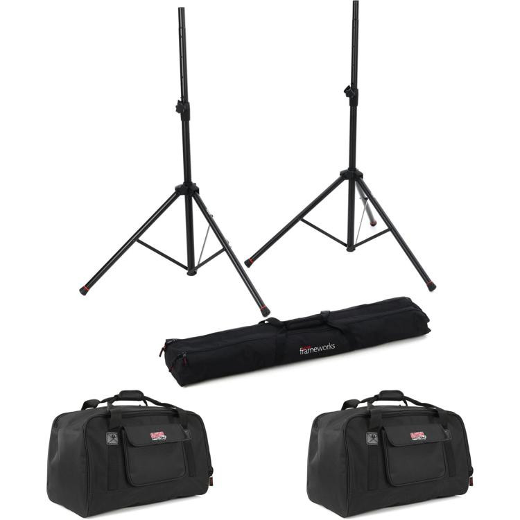 Gator Frameworks PA Speaker Stand + Speaker Bag Pack with 10 Inch