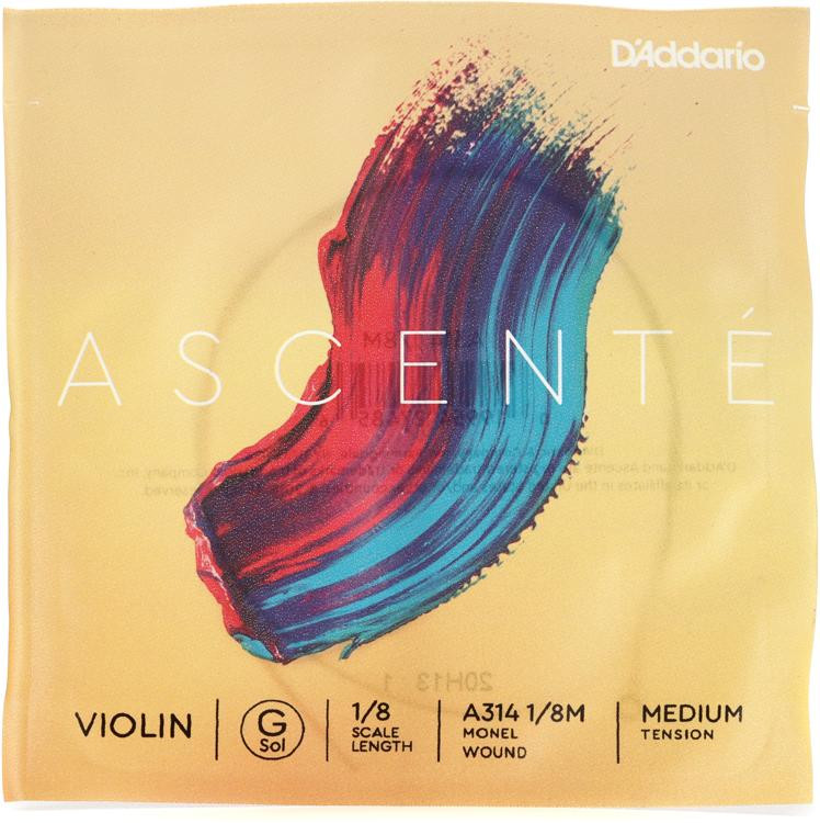 D'Addario A314 Ascente Violin G String 1/8 Size, Medium Tension
