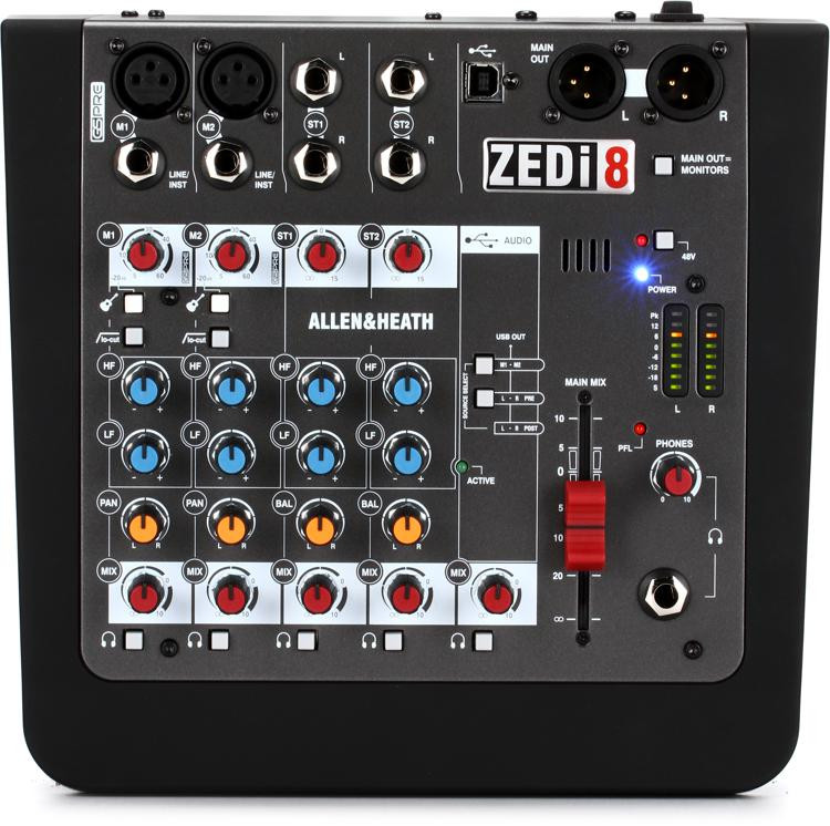 Allen & Heath ZEDi8 8channel Mixer with USB Audio Interface Sweetwater