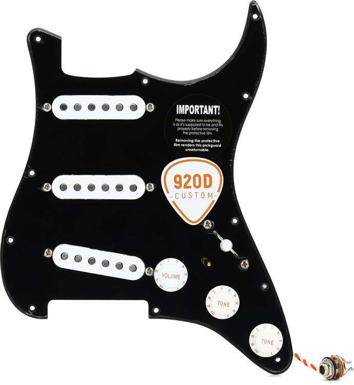 920D Custom Stratocaster DG Loaded Pickguard Black/White Sweetwater