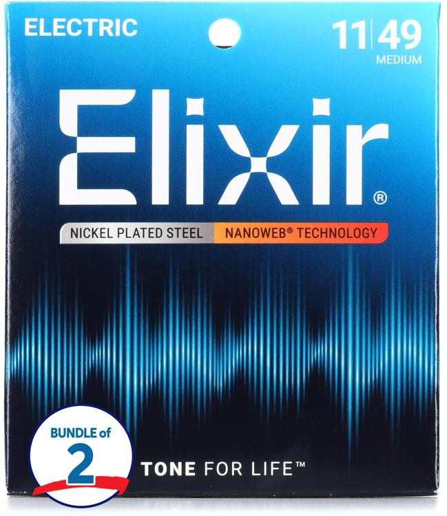 Elixir Strings 12102 Nanoweb Electric Guitar Strings .011.049 Medium