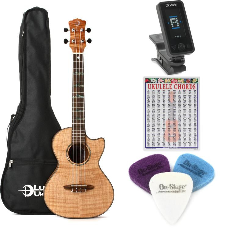 Luna High Tide Exotic Mahogany Tenor Ukulele Essentials Bundle Satin