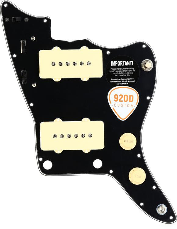 920D Custom Jazzmaster Hot Loaded Pickguard Black/Aged White Sweetwater