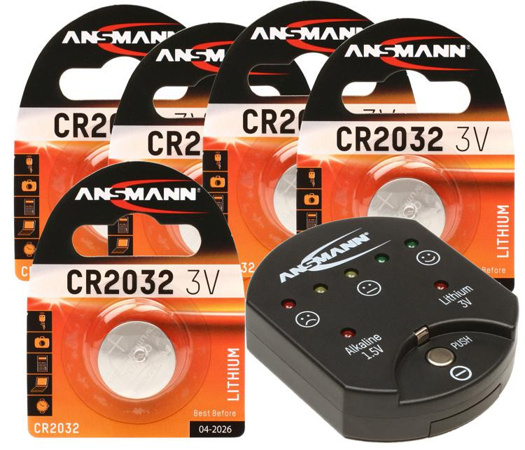 Ansmann CR2032 Battery 5 Pack & Tester Bundle Sweetwater