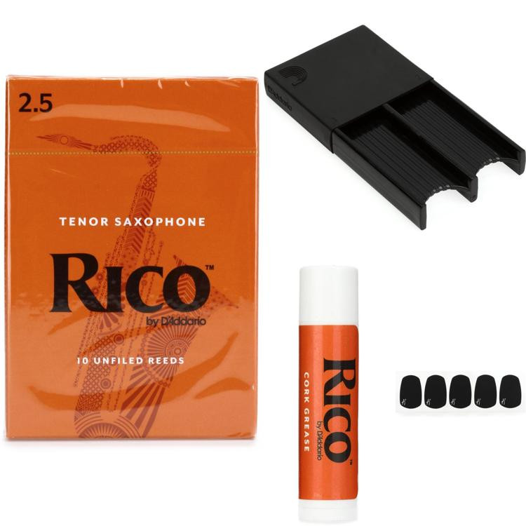 D'Addario RKA1025 Rico Tenor Saxophone Reeds Accessories Bundle 2.5