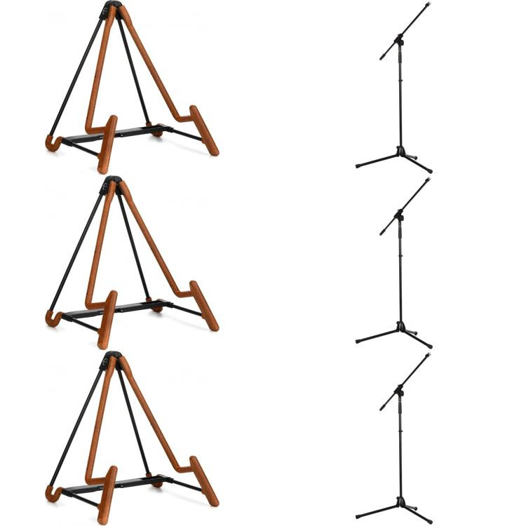 K&M Heli 2 Electric Guitar Stand and Microphone Stand with Fixed Boom