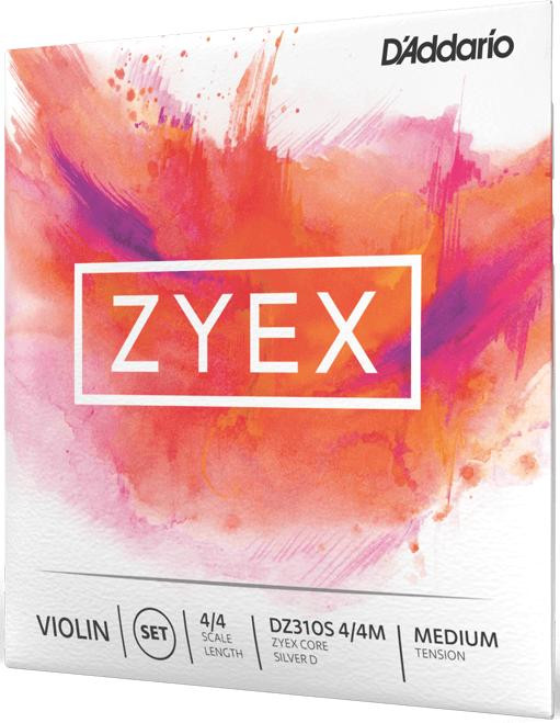 D'Addario DZ310S Zyex Violin String Set 4/4 Size with Silver D (10
