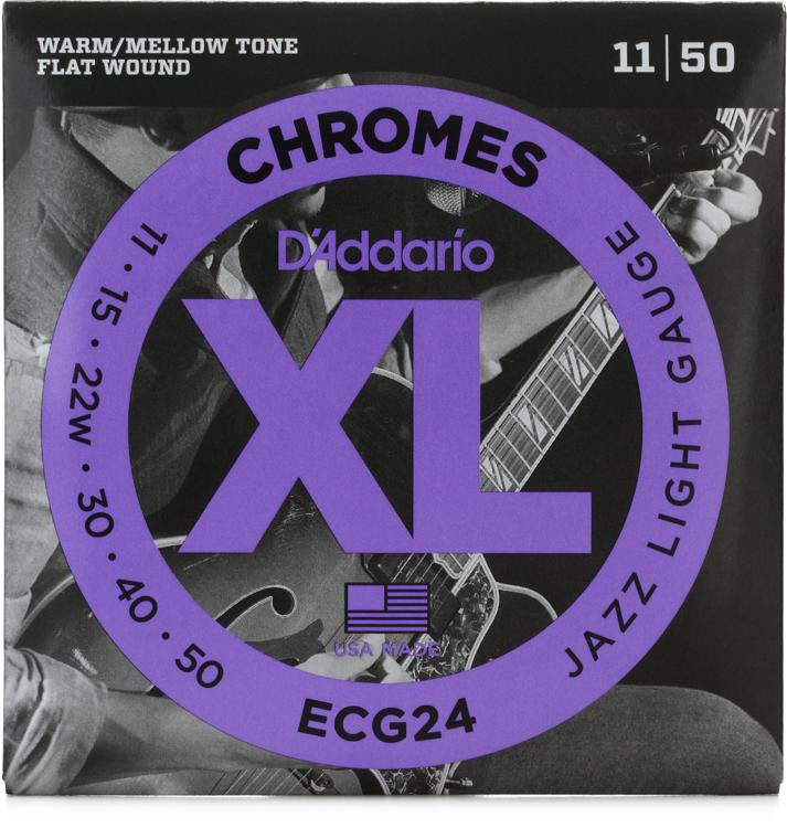 D'Addario ECG24 Chromes Flatwound Jazz Light Electric Strings .011.050 Sweetwater