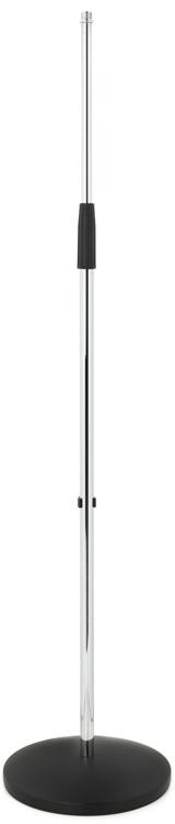 K&M 26010 Straight Microphone Stand with Flat Round Base - Chrome ...