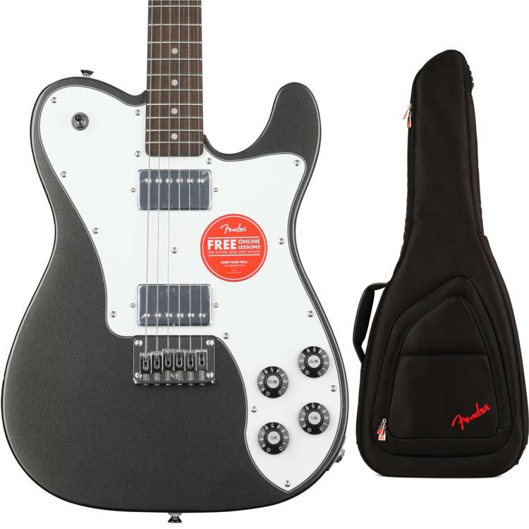 Squier Affinity Series Telecaster Deluxe Electric Guitar With Hard Case Charcoal Frost 0093