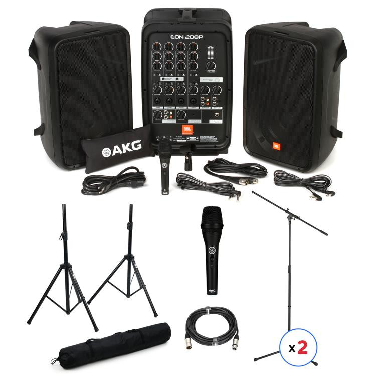 JBL EON208P 2 Preformer Portable PA System Bundle Sweetwater