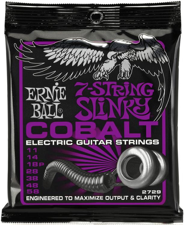 Ernie Ball 2729 Power Slinky Cobalt Electric Guitar Strings .011.058 7string Sweetwater