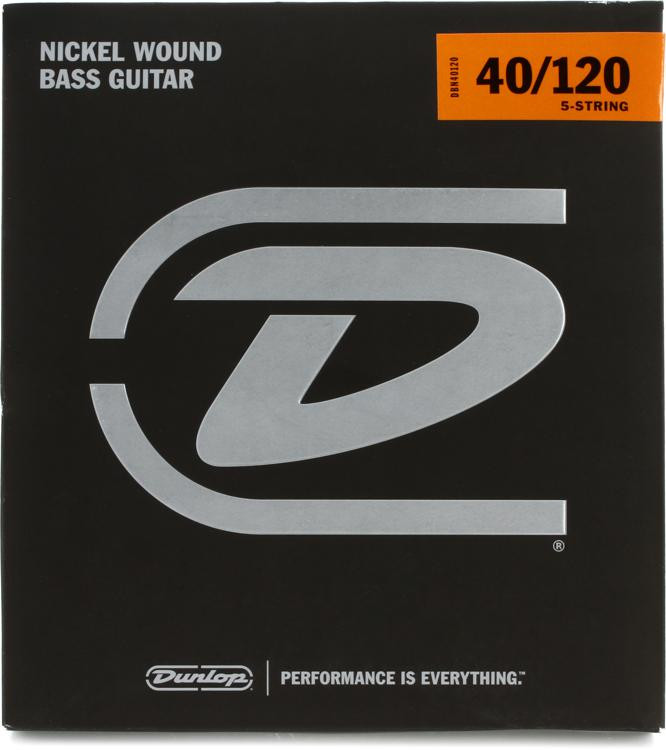 Dunlop DBN40120 Nickel Wound Steel Bass Guitar Strings .040.120 Light 5string Sweetwater