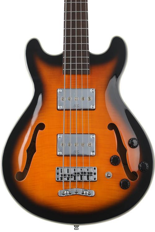 华威RockBass明星低音5-string Hollowbody电动低音年产的阳光透明图像1