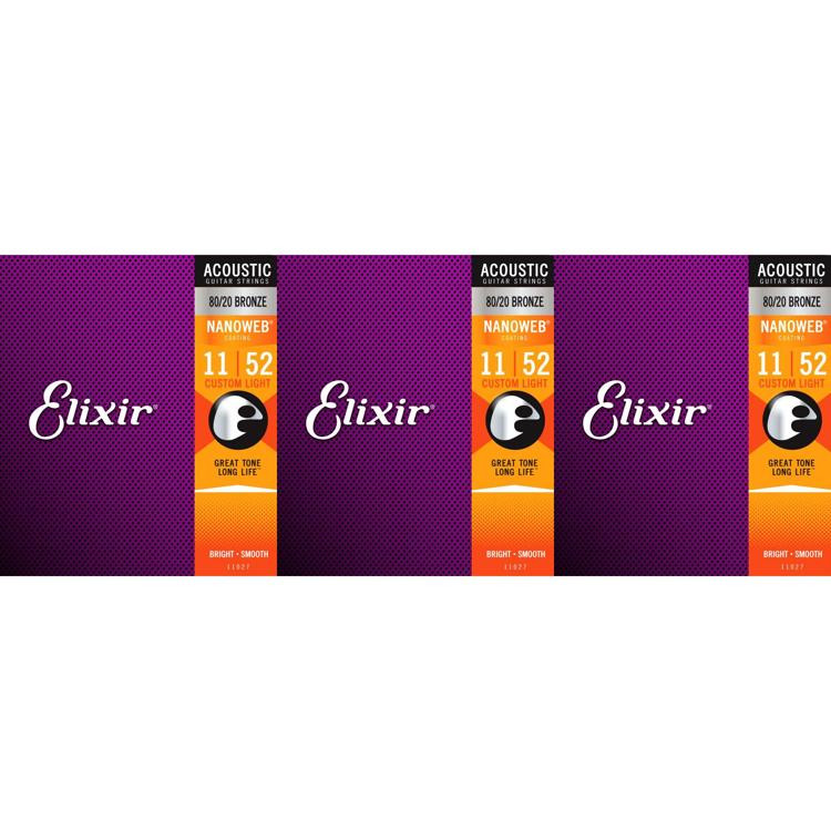 Elixir Strings 11027 Nanoweb 80/20 Acoustic Guitar Strings .011.052