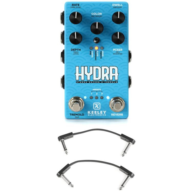 Keeley Hydra Stereo Reverb & Tremolo Pedal with 3 Patch Cables Sweetwater