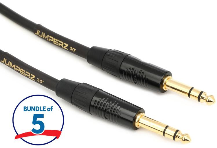 JUMPERZ JG2TRS30 Gold TRS Cable 30 foot (5Pack) Sweetwater