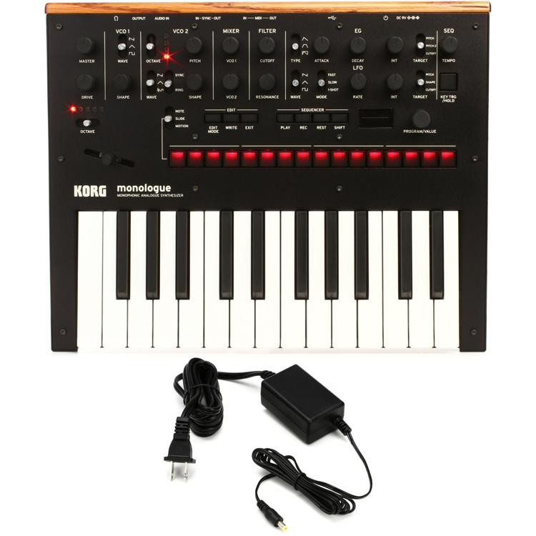 monologue Analog Synthesizer with 9V Power Supply Black Sweetwater
