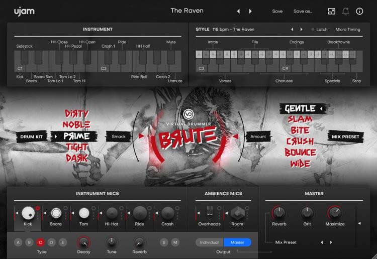 UJAM Virtual Drummer Brute Software Sweetwater